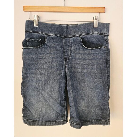 DKNY Jeans Pull-On Bermuda Shorts Medium Wash Stretch Denim Size S Comfy - Picture 5 of 7